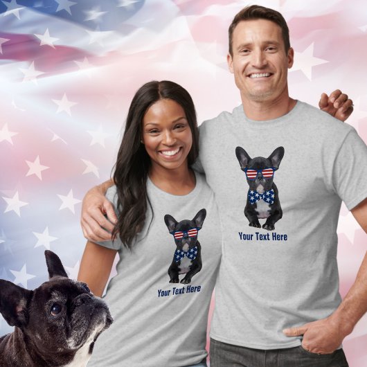 T-shirt Funny French Bulldog 4 juillet USA Custom
