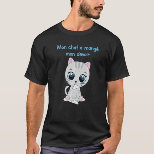 T-shirt Funny French Teacher Gift Ideas MON CHAT A MANGE M (Devant)