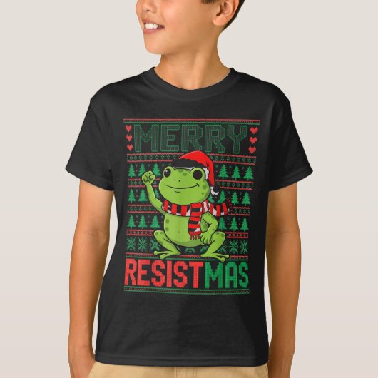 T-shirt Funny Frog Retro Merry Resistmas Litical Ugly Chri (Devant)