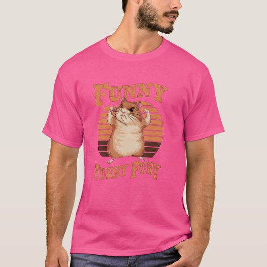 T-shirt Funny Furry Fury Strong Hamster Power Pose (Devant)