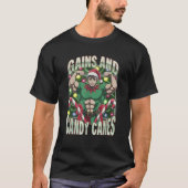 T-shirt Funny Gains and Candy Canes Christmas Elf Gym Work (Devant)