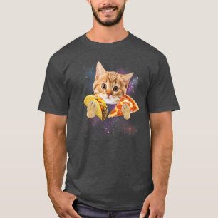 T-shirt Funny Galay Cat Space Cat Eat Pizza et Taco