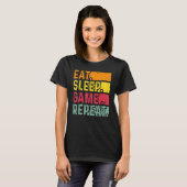 T-shirt Funny Gamer Quote Eat Sleep Game Repeat, Cool Vint (Devant entier)