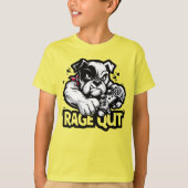 T-shirt Funny Gaming Dog Breaking Controller - Rage Quit (Devant)