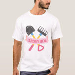 T-shirt Funny Garden Ho'e Cute Gardening Pun Art<br><div class="desc">Add a touch of cheeky humor to your yard work with this sassy and playful design! Featuring a cute pastel illustration of a crossed shovel and rake tied together with a pink ribbon, this funny garden ho'e artwork perfectly captures the lighthearted side of spending your weekends in the dirt. It...</div>