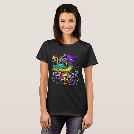T-shirt Funny Gator Mardi Gras (Devant entier)
