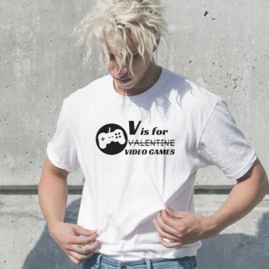 T-shirt Funny Geek V est pour Jeux Vidéo pas valentines