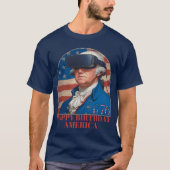 T-shirt Funny George Washington VR Joyeux anniversaire Amé (Devant)