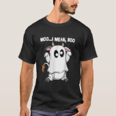 T-shirt Funny Ghost Cow Moo I Mean Boo Pumpkin Moon (Devant)