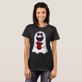 T-shirt Funny Ghost Hugging Red Hearts Plaid buffalo Valen (Devant entier)