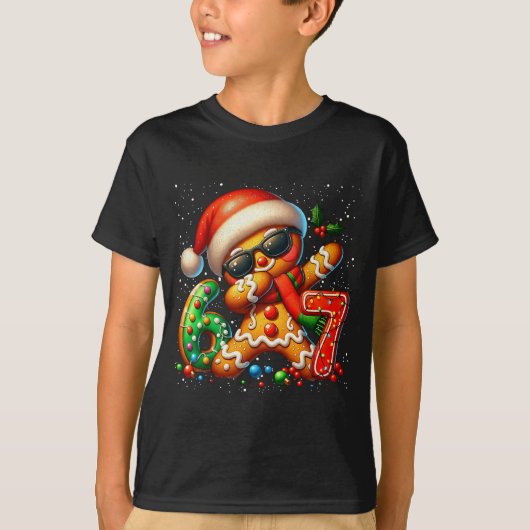 T-shirt Funny Gingerbread Dabbing Six Seven 67 Meme Christ (Devant)