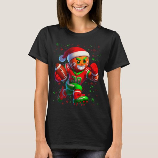 T-shirt Funny Gingerbread Football Snowflake Christmas Xma (Devant)