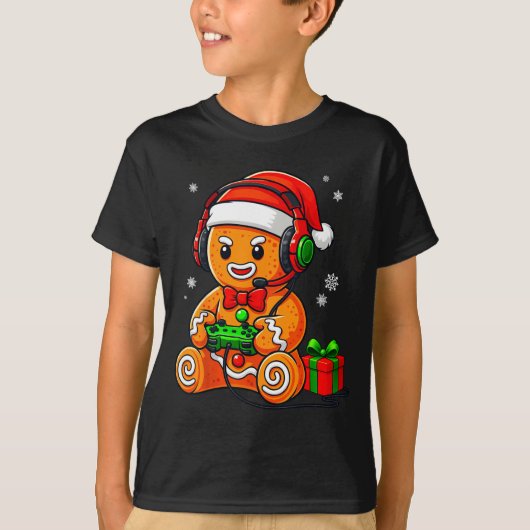 T-shirt Funny Gingerbread Gaming Pjs Pajamas Christmas Xma (Devant)