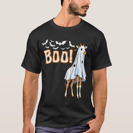 T-shirt Funny Giraffe Ghost Boo Shirt Cute Animal Hallowee (Devant)