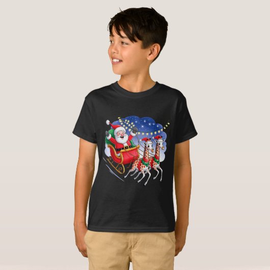 T-shirt Funny Giraffe Lover Xmas Giraffe Santa Christmas S (Devant entier)