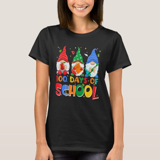 T-shirt Funny Gnome 100 Days Of School Gnomes Teacher Stud (Devant)
