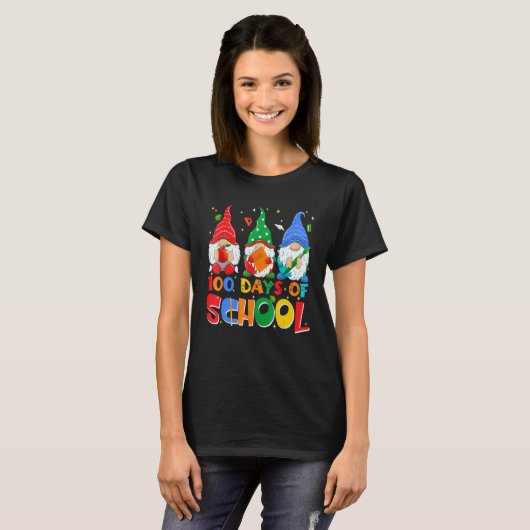 T-shirt Funny Gnome 100 Days Of School Gnomes Teacher Stud (Devant entier)