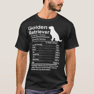 T-shirt Funny Golden Retriever Faits nutrition Cadeau Retr