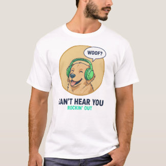 T-shirt Funny Golden Retriever With Headphones
