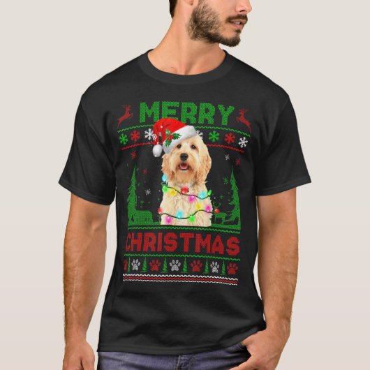 T-shirt Funny Goldendoodle Chien Tree lumières de Noël Noë (Devant)