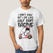 T-shirt Funny Golf Cart Racing Flamant rose (Devant)