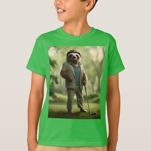 T-shirt Funny Golf Sloth, (Devant)
