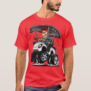 T-shirt Funny Golf t Hotrod Golf Popping a Wheelie toon 8