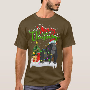 T-shirt Funny Gorilla Amoureux des animaux Xmas Éclairage 