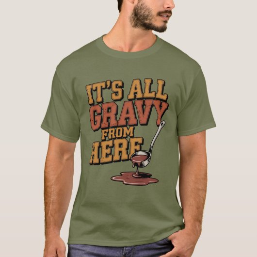 T-shirt Funny Gravy Thanksgiving - Retro Foodie Tee (Devant)