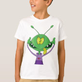 T-shirt Funny Green Alien Making Silly Face (Devant)