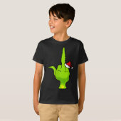 T-shirt Funny Green Hand Middle Finger Xmas Santa (Devant entier)
