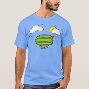 T-shirt Funny Green Zeppelin Flying In The Sky 
