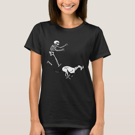 T-shirt Funny Greyhound Running Skeleton Halloween (Devant)