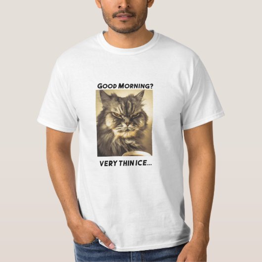 T-shirt Funny Grumpy Cat Morning Coffee Mème Art (Devant)