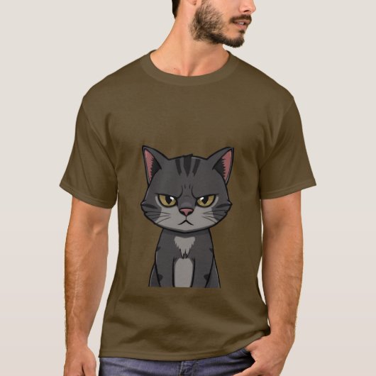 T-shirt Funny Grumpy Charcoal Tabby Cat Sassy Stare 🐾😒 (Devant)