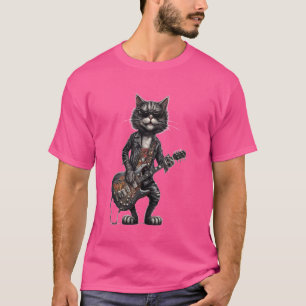 T-shirt Funny Guitar Chat Jouer Guitare Rock et Roll Rock