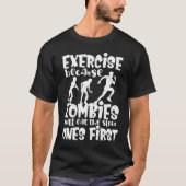 T-shirt Funny Gym Exercice Zombies mème (Devant)