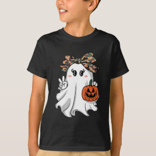 T-shirt Funny Halloween Camouflage Camo Ghost Hello Huntin
