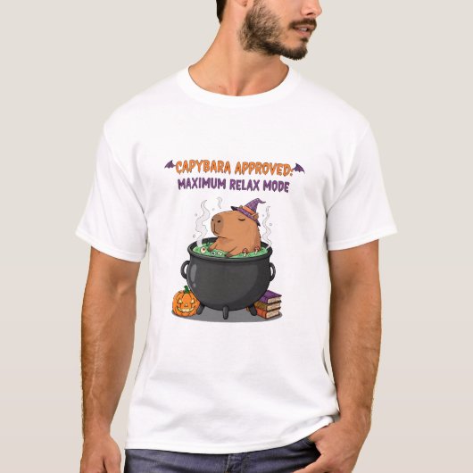 T-shirt Funny Halloween Capybara "Maximum Relax Mode" (Devant)