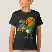 T-shirt Funny Halloween Dinosaur Pumpkin Y T Rex Boys Kids (Devant)