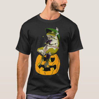 T-shirt Funny Halloween Frog Citrouille Samurai Frog