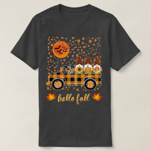 T-shirt Funny Halloween Gnomes Citrouille Camion Arbre d'a (Design devant)