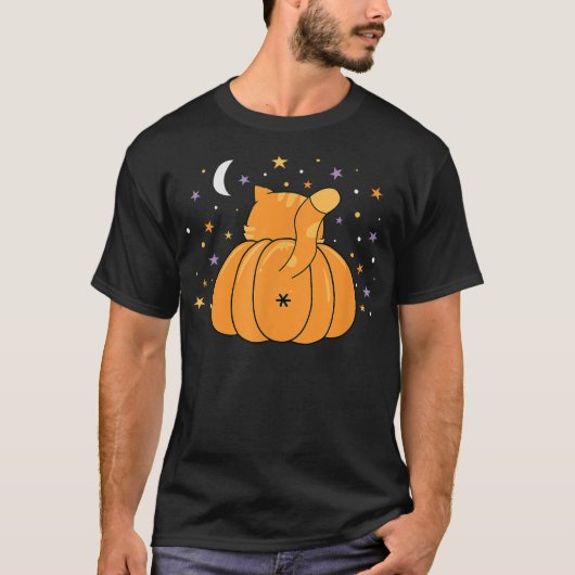 T-shirt Funny Halloween Orange Pumpkin Cat Butt For Cat Lo (Devant)