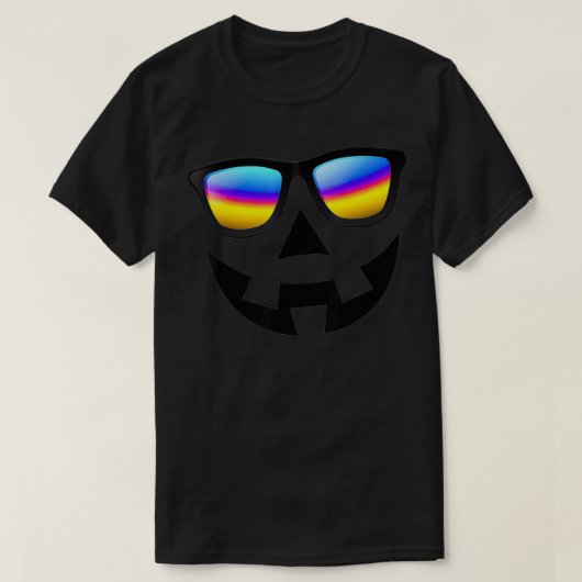 T-shirt Funny Halloween Smile Jack-o'-lantern avec lunette (Design devant)