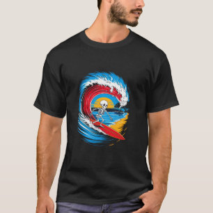 T-shirt Funny Halloween Squelette Éffrayant Surf T Chemise