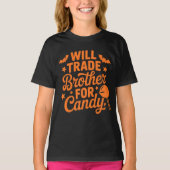 T-shirt Funny Halloween – Will Trade Brother for Candy (Devant)