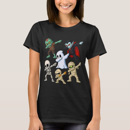 T-shirt Funny Halloween Zombie Vampire Ghost Skeleton Mumm (Devant)