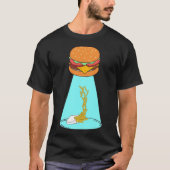 T-shirt Funny hamburger UFO soucoupe volante enlevant frit (Devant)