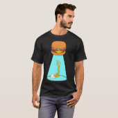 T-shirt Funny hamburger UFO soucoupe volante enlevant frit (Devant entier)