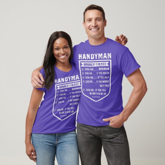 T-shirt Funny Handyman Hourly Rate (Unisexe)